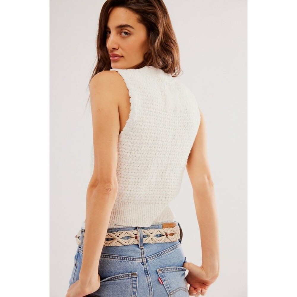 Free People Ava Vest In Sugar Straw Cream Size XL NWT Free People Sweater Vest - Picture 3 of 15